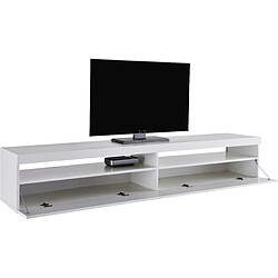 Avis Alter Meuble TV de salon, Made in Italy, Meuble TV avec 1 porte abattante et étagères, cm 200x45h36, couleur blanc brillant