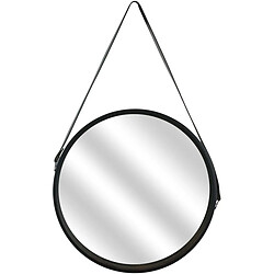 The Home Deco Factory Miroir rond avec anse en PU 40 cm.