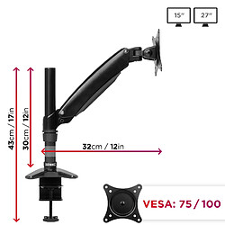 Avis Duronic DM551X1 Support d'écran PC à Pince pour Bureau | Mécanisme à Ressort | Ajustements à la volée | Hauteur Ajustable | Compatibilité avec Moniteur VESA 75/100 | Potence et Bras en Aluminium