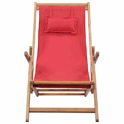 Maison Chic Chaise pliable de plage pour relaxTissu et cadre en bois Rouge -GKD19627