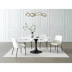 Vente-Unique Table à manger 8 personnes en céramique et métal noir - Effet marbre blanc - ELVA de Maison Céphy