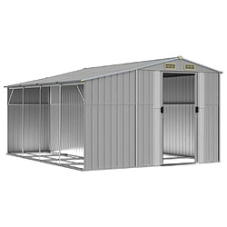 Helloshop26 Abri de jardin cabane cabanon maison de stockage remise extérieur hangar outils robuste 277 x 365,5 x 179 cm acier galvanisé gris 02_0022238