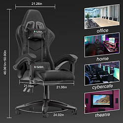 Avis Fauteuil de Bureau - BIGZZIA Chaise Gaming - Siège de Bureau Réglable Gaming Racing - avec coussin et dossier inclinable - Noir