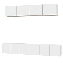 Maison Chic Ensemble de meubles TV 5 pcs | Banc TV Moderne pour salon | Meuble de Rangement - Blanc Bois d'ingénierie -MN30792