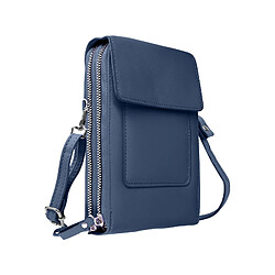 Avizar Pochette Bandoulière Smartphone en Simili cuir Sangle 130cm bleu nuit