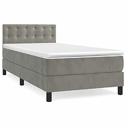 Maison Chic Lit adulte- Lit + matelas,Sommier à lattes de lit et matelas Gris clair 90x200 cm Velours -GKD29612