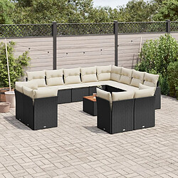 Maison Chic Salon de jardin avec coussins 13 pcs | Ensemble de Table et chaises | Mobilier d'Extérieur noir résine tressée -GKD60063