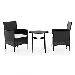 Maison Chic Mobilier à dîner 3 pcs de jardin - Ensemble table et chaises d'extérieur - Salon/Mobilier de jardin classique Résine tressée Noir -MN64089