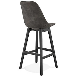 Acheter Alterego Tabouret de bar 'ASPEN' en microfibre grise et pieds en bois noir