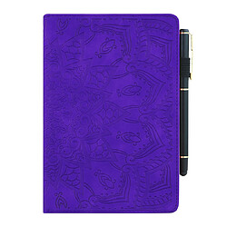 Wewoo Housse Étui Coque Etui en cuir gaufré avec support et fente pour cartes et stylo et bande élastique violet iPad Pro