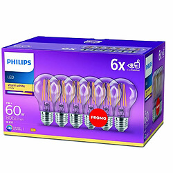 Lampe LED Philips Bombilla Transparent E 60 W (2700k)