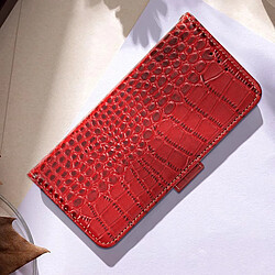 Avizar Étui Cuir pour Samsung Galaxy S24 Portefeuille RFID Motif Crocodile Rouge pas cher