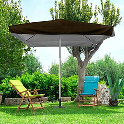 Elios Parasols Parasol de jardin carré 3x3 en aluminium avec mât central Marte Brown