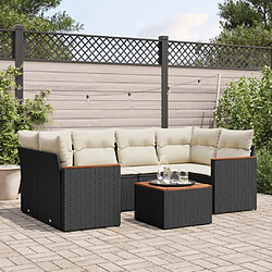 vidaXL Salon de jardin 7 pcs avec coussins noir résine tressée