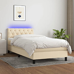 Sommier à lattes LED,Cadre à lattes de lit avec matelas pour Adulte Crème 80x200 cm Tissu -MN76837