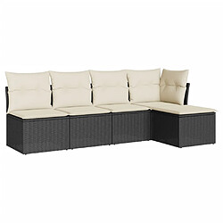 Maison Chic Salon de jardin 5 pcs avec coussins | Ensemble de Table et chaises | Mobilier d'Extérieur noir résine tressée -GKD60052