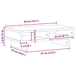 vidaXL Support de moniteur sonoma gris 50x27x15 cm bois d'ingénierie pas cher