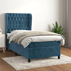 Maison Chic Lit Adulte - Lit simple Lit à sommier tapissier avec matelas moelleux - Meuble de Chambre - Bleu foncé 90x200 cm -MN29264