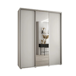 Abiks Meble Armoire à portes coulissantes Davos 3 235.2 x 200 x 60 3 portes coulissante (Blanc/Blanc/Argent)