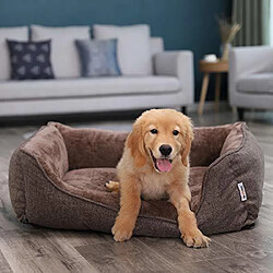 Feandrea Lit pour Chien Panier pour Chien Revêtement en Tissu Style Ours en Peluche Déhoussable et Lavable en Machine Marron 90 x 75 x 25 cm PGW11CC