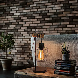 NETTLIFE Lampe de table rétro 1 flamme lampe de chevet vintage en métal et bois - noir - douille : E27 - interrupteur inclus - ampoules non comprises pas cher