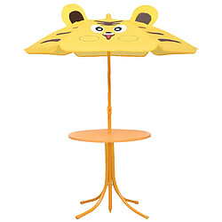 vidaXL Ensemble de bistro avec parasol pour enfants 3 pcs Jaune