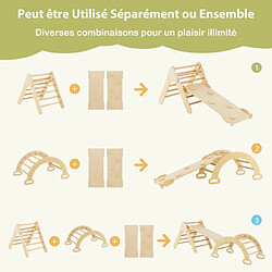 Avis Helloshop26 7 en 1 triangle arche montessori d'escalade enfants avec toboggan bois rampe échelle réglable aire de jeux pour 1 ans+ blanc+naturel 20_0007621