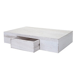 Decoshop26 Etagère murale avec tiroir de rangement 40 cm en bois blanc vieilli 04_0006789