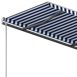 Maison Chic Auvent manuel rétractable,Store manuel de porte sur pied 400x350 cm Bleu/Blanc -GKD12523 pas cher