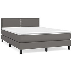 vidaXL Sommier à lattes de lit avec matelas Gris 140x200 cm Similicuir