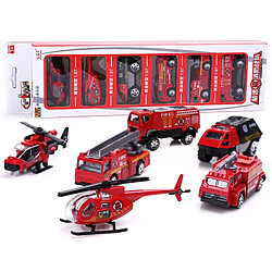 Universal Jeu de 6 jouets moulés sous pression pour le camion de pompiers de la police, modèle en alliage de sauvetage 1: 87, cadeau d'anniversaire pour l'éducation des enfants | Voiture jouet moulée sous pression (rouge)