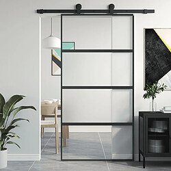 vidaXL Porte coulissante noir 102,5x205 cm verre trempé aluminium 