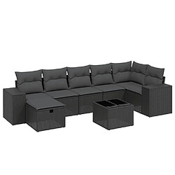 Maison Chic Ensemble Tables et chaises d'extérieur 8 pcs avec coussins,Salon de jardin noir résine tressée -GKD753903