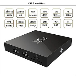 Universal X96 S905X S905X Quad Core 1G + 8G TV Box avec montage mural noir