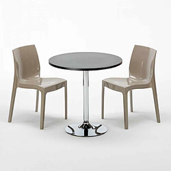 Avis Grand Soleil Table Ronde Noir et 2 Chaises Colorées P