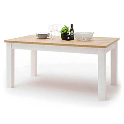 Pegane Table à manger extensible en bois coloris blanc / chêne - L.160 x H.77 x P.90 cm