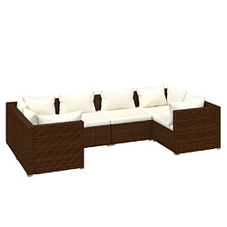 Maison Chic Salon de jardin 6 pcs + coussins - Mobilier/Meubles de jardin - Table et chaises d'extérieur Résine tressée Marron -MN54299