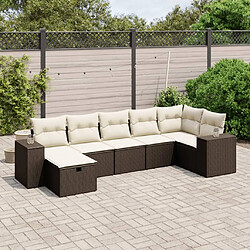 vidaXL Salon de jardin avec coussins 7 pcs marron résine tressée