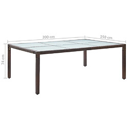 Acheter vidaXL Table à dîner d'extérieur Marron 200x150x74 cm Résine tressée