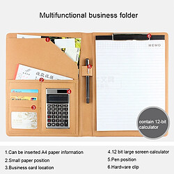 Wewoo Porte-documents en cuir de style professionnel avec bloc-notes et calculatrice A4 de 30 pages (rouge) pas cher