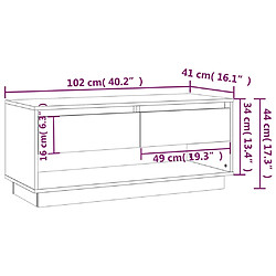 vidaXL Meuble TV gris béton 102x41x44 cm bois d'ingénierie pas cher