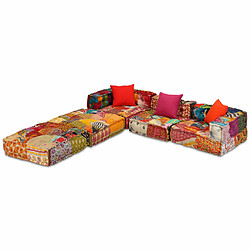 Avis Decoshop26 Coussins canapé de sol poufs modulaire chaise longue en tissu 3 places en tissu Patchwork DEC021223