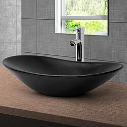 ML DESIGN MODERN LIVING Lavabo en céramique noir mat vasque à poser pour salle de bain 630x360x155 mm