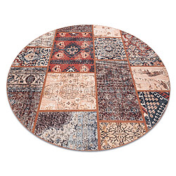 RUGSX Tapis ANTIKA ancient rust cercle, patchwork moderne, lavable grec - terre cuite cercle 200 cm