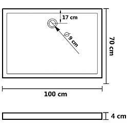 vidaXL Receveur de douche rectangulaire ABS Noir 70x100 cm pas cher