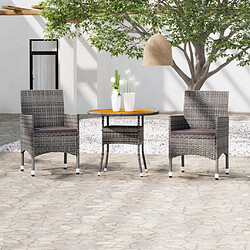 Maison Chic Mobilier à dîner 3 pcs de jardin - Ensemble table et chaises d'extérieur - Salon/Mobilier de jardin classique Résine tressée Gris -MN43855