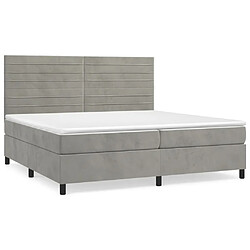 Maison Chic Lit Adulte - Lit simple Lit à sommier tapissier et matelas moelleux - Meuble de Chambre - Gris clair 200x200cm Velours -MN73368