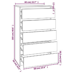 vidaXL Commode Blanc brillant 60x36x103 cm Bois d'ingénierie pas cher