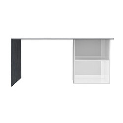 Alter Bureau linéaire pour bureau et étude avec étagère, Made in Italy, Table Minimal, Bureau pour PC, 110x50h75 cm, blanc brillant et gris cendré pas cher