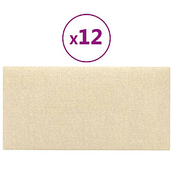 vidaXL Panneaux muraux 12 pcs Crème 30x15 cm Tissu 0,54 m²